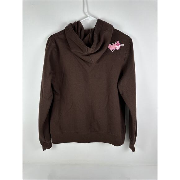 Vintage Y2K Pink Panther “back off” Hoodie Brown Size XL - Picture 3 of 10